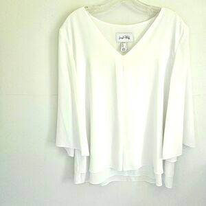Joseph Ribkoff Classic White Layered Blouse Split Sleeves